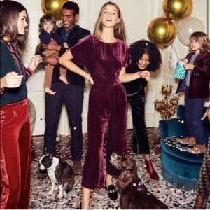 Boden silk blend velvet jumpsuit - Burgundy red